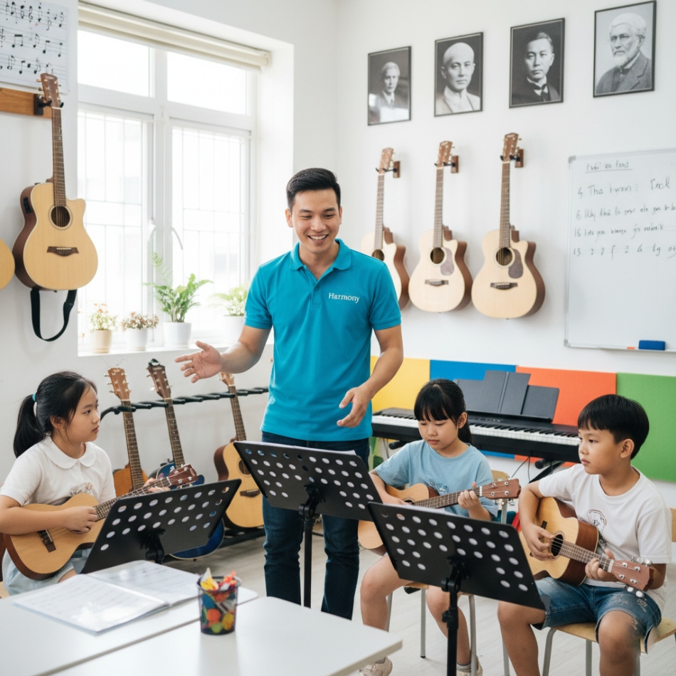 Khoảnh khắc học viên biểu diễn tại trung tâm Harmony.