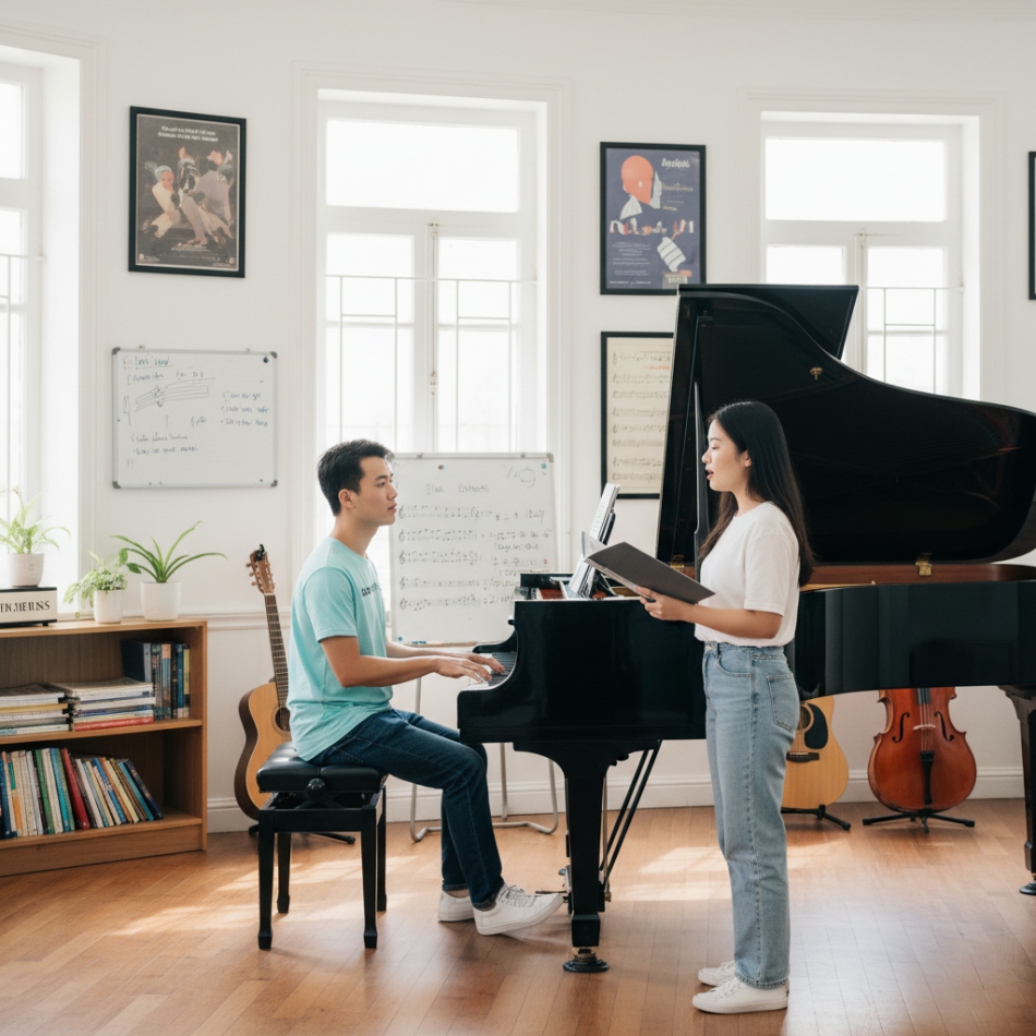 Lớp học luyện thanh hoặc harmonica tại trung tâm Harmony.